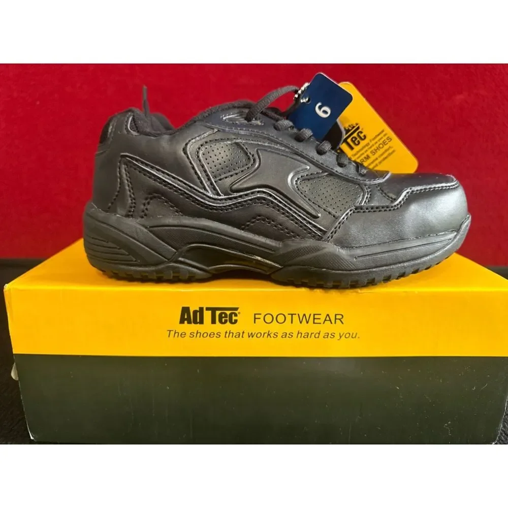 AdTec Genuine Leather Memory Foam Footwear Size 6 Black.‎ steel toe Shoes